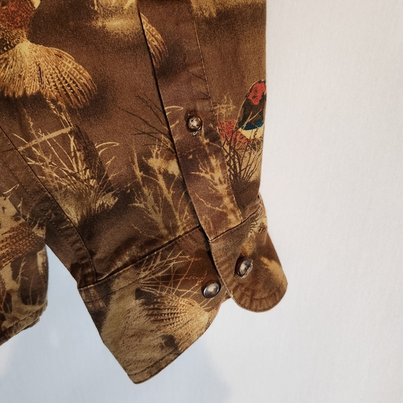 Cabela's Pheasant Print Brown Patterned Men's ButtonDown Long Sleeve Shacket 2XL - Picture 7 of 10